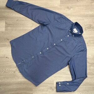 Ryan Seacrest Distinction Mens Slim Fit Non Iron Dress Shirt 16 34,35 Blue Dot